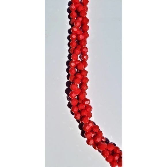 HOST pick Vintage 70s Red Plastic Twisted Multi‎ Strand Faceted Beaded Necklace - Picture 3 of 4
